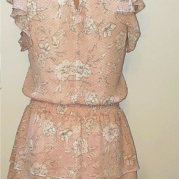 Express Floral Pink Tiered Mini Dress - Picture 3 of 6